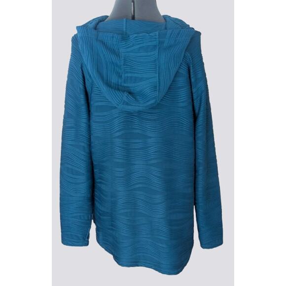 Plus Size Blue Wavy Textured Activewear Hoodie - Size 1X - Picture 2 of 5
